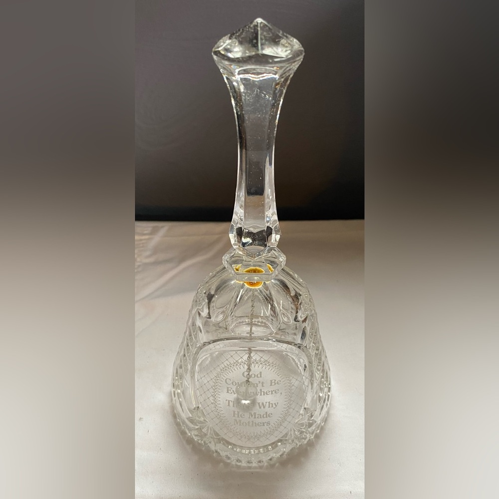 Vintage Artmark crystal glass "Mother" bell- inspirational quote- oversized